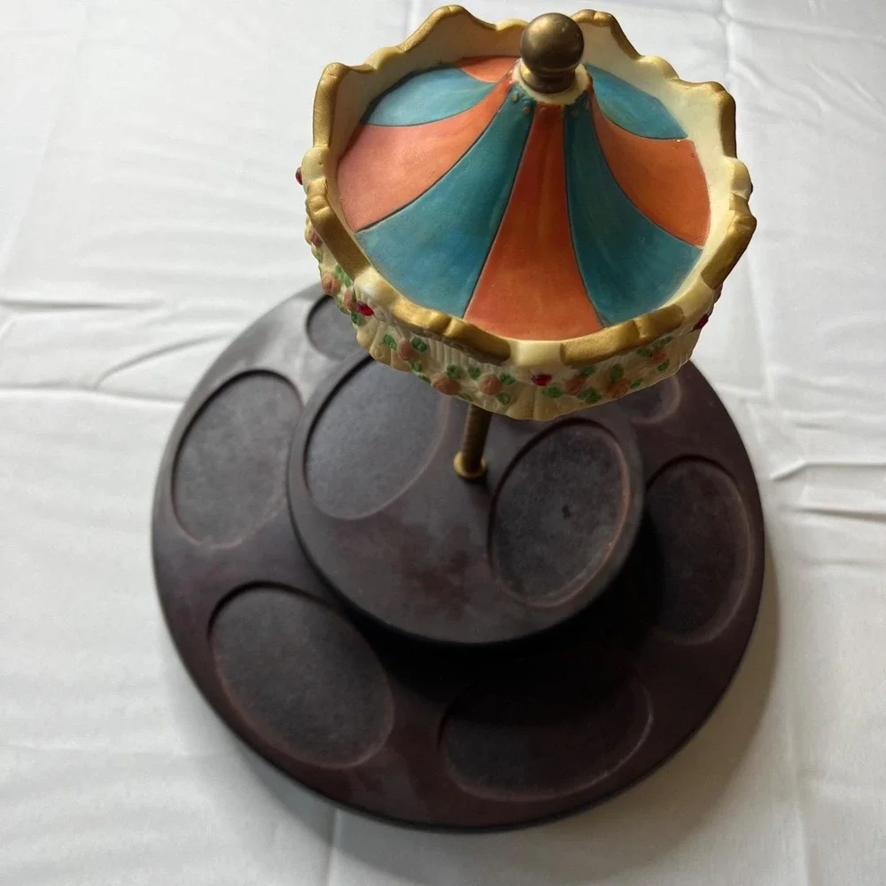 Vintage Musical Carousel Cigarette Lipstick Holder Rotating Vanity Music Box